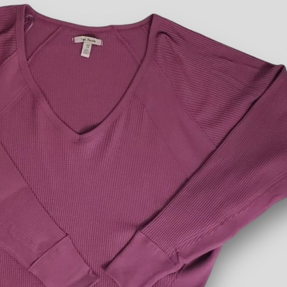 NWOT FREE PEOPLE SANTA CLARA WESTERN COTTON WAFFLE THERMAL MULBERRY M - Picture 4 of 7